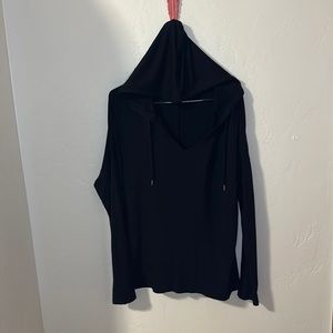 Gaian fuzzy v-neck hoodie with back tie detail M